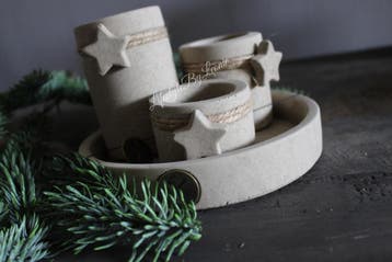 Brynxz schaal met 3 waxinelichthouders star Taupe 17 cm, Ophalen of Verzenden, Nieuw