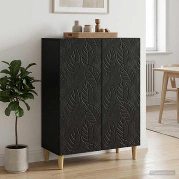 vidaXL Dressoir Zwart 66 x 34,5 x 90 cm Bewerkt hout, Verzenden, Nieuw, Overige houtsoorten, Minder dan 50 cm