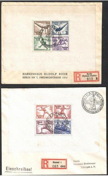 Duitse Rijk 1936 - Duitse Rijk Blok 5 en 6 op aangetekende, Gestempeld