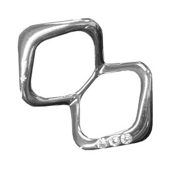 Fako Bijoux - Sjaalklem - Dubbele Ring Hoek Strass - 45x30mm, Verzenden, Nieuw