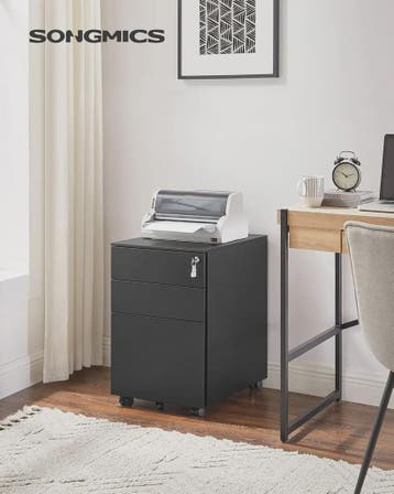 SONGMICS Mobiele Archiefkast met 3 Lades en Slot - Voor Kant, Huis en Inrichting, Kasten | Boekenkasten, Verzenden, Nieuw