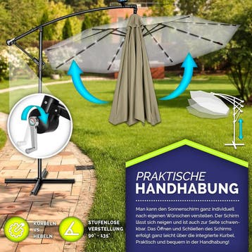 Zweefparasol - Tuinparasol - Parasol 300 cm - Met voet - Met, Verzenden, Zo goed als nieuw