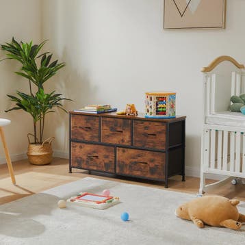 Stijlvolle Ladekast met 5 Stoffen Lades - Stalen Frame - Hou, Verzenden, Nieuw