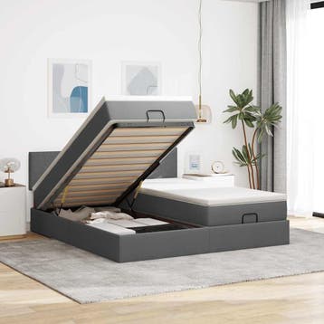 vidaXL Ottoman bed met matrassen en LEDs 180x200cm stof, Eenpersoons, Verzenden, Nieuw, 80 cm