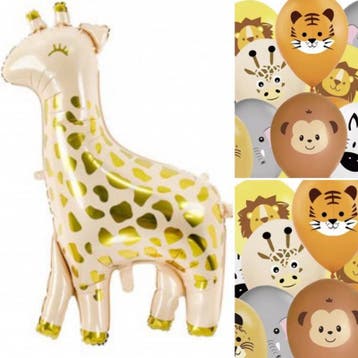 Jungle Animals 4-delige folie ballonnen set, Verzenden, Nieuw, Versiering, Verjaardag