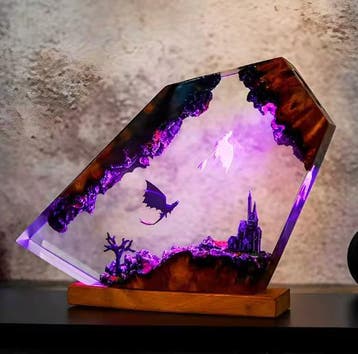 Draak Tafellamp Hars met 7-Kleuren LED en USB Oplading, Verzenden, Nieuw