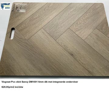 Visgraat Pvc Click 3 X Kleur 6mm met integreerde ondervloer, 75 m² of meer, Grijs, Visgraat Pvc click met integreerde ondervloer