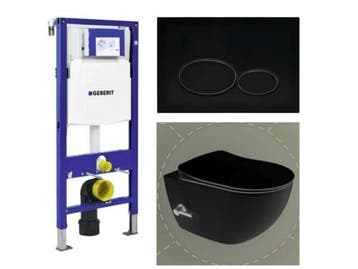 Veiling - UP320 Geberit Luxe Hangend Bidettoilet zwart mat, Nieuw