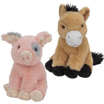 Pluche varken en paard knuffels - 18 en 17 cm, Verzenden, Nieuw
