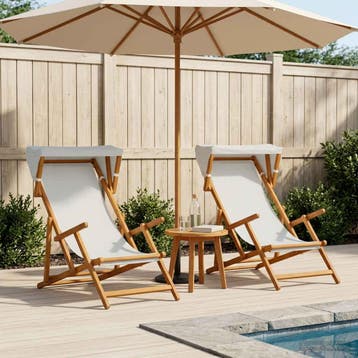 vidaXL Ligstoel 2 pcs 3 Positie massief eucalyptushout, Verzenden, Nieuw