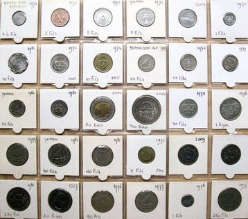 Jemen. 30 Different coins | Fils to 500 Rials | 1971-2009 |