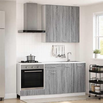 vidaXL Keukenblok LYON 5 st Grijs Sonoma Bewerkt hout, Verzenden, Nieuw, Grijs