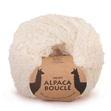 DROPS Alpaca Bouclé Uni Colour - 0100 naturel - Wol Garen, Hobby en Vrije tijd, Breien en Haken, Ophalen of Verzenden, Nieuw