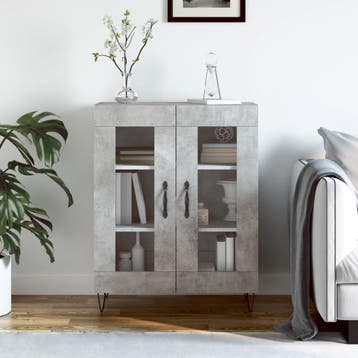 vidaXL Dressoir 69,5x34x90 cm bewerkt hout betongrijs, Huis en Inrichting, Kasten | Dressoirs, Verzenden, Nieuw, 50 tot 100 cm