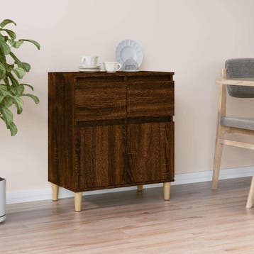 vidaXL Dressoir 60x35x70 cm bewerkt hout bruin eikenkleur, Huis en Inrichting, Kasten | Dressoirs, Verzenden, Nieuw, 50 tot 100 cm
