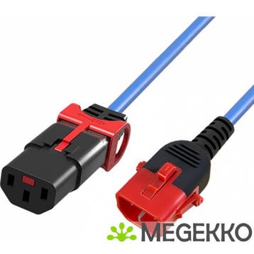 ACT Netsnoer C13 IEC Lock+ - C14 IEC Lock Dual Locking blauw, Verzenden, Nieuw