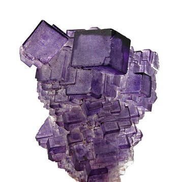 Lichtgevende kubussen van intens violette fluoriet, China