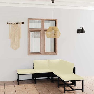 vidaXL 6-delige Loungeset met kussens poly rattan zwart, Verzenden, Nieuw, Loungeset