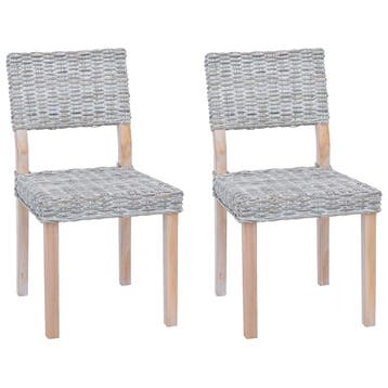 vidaXL Eetkamerstoel GENDT 2 st Kubu Rattan Wit gewassen, Verzenden, Nieuw, Wit