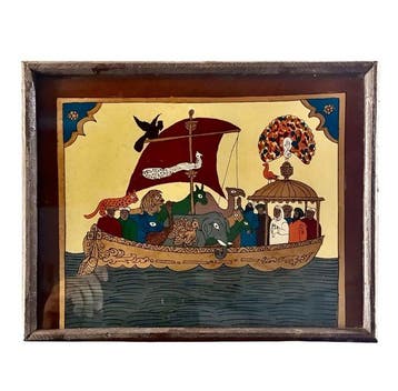 Icoon - De Ark van Noach - Glas, Hout - (achterglas, Antiek en Kunst