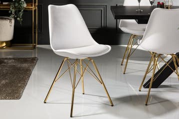 Design stoel SCANDINAVIA MEESTERSTUK witgouden poten - 41698, Ophalen of Verzenden, Nieuw