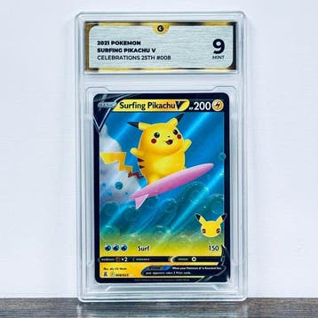 Pokémon Graded card - Surfing Pikachu V 008 – Pokémon - GG 9, Nieuw