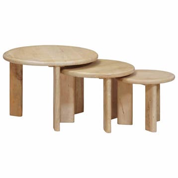 vidaXL Nest Koffietafels 3 st Zwart Ø 54 x 40 cm Massief, Verzenden, Nieuw, Overige houtsoorten, 50 tot 100 cm