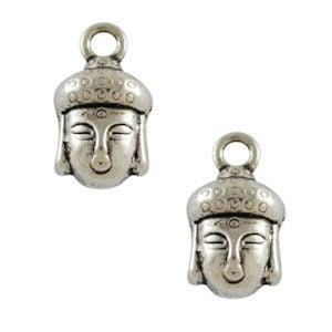 2 x Bedel Buddha 14x8 mm Antiek Zilver (Religie bedels), Ophalen of Verzenden, Nieuw, Kraal