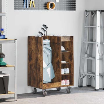 vidaXL Golfkast met wiel Gerookt eiken 65 x 45 x 98 cm, Sport en Fitness, Verzenden, Nieuw