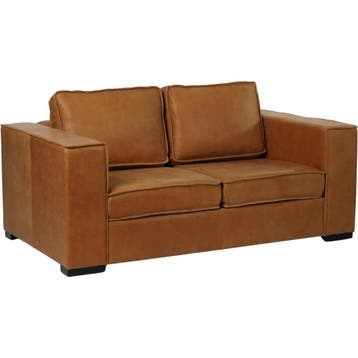 Leren bank Fine - 2 zits - Vintage Cognac (cognac) - Poten, 150 tot 200 cm, Nieuw, Ophalen of Verzenden, Eigentijds, Klassiek, Modern