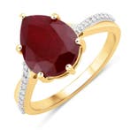 Ring - 14 karaat Geel goud - 4.42ct. tw. Robijn - Diamant -, Nieuw