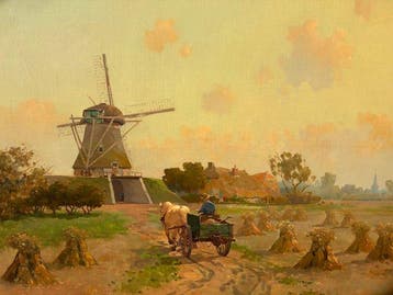 Jan Knikker Jr. (1911–1990) - Dutch landscape with windmill