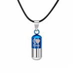 Fako Bijoux - Ketting Ashanger / Assieraad - Love - Blauw, Verzenden, Nieuw