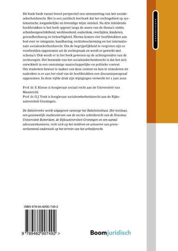 Hoofdzaken socialezekerheidsrecht / Bakelsinstituut, Verzenden, Zo goed als nieuw, S. Klosse