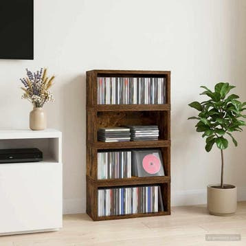 vidaXL CD Opslag Rek 4 st Gerookt eiken 40 x 17 x 17 cm, Verzenden, Nieuw