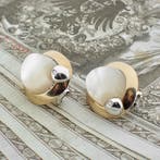 Talento bicolor gouden oorbellen met parelmoer en diamant..., Gebruikt, Overige kleuren, Ophalen of Verzenden, Met edelsteen