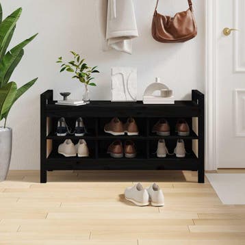vidaXL Halbankje 110x40x60 cm massief grenenhout zwart, Verzenden, Nieuw