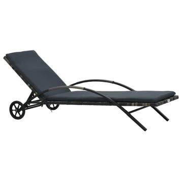 Ligbed Antraciet | PE Rattan - Retourdeal 52% Korting, Ophalen of Verzenden, Zo goed als nieuw, Wicker, Verstelbaar