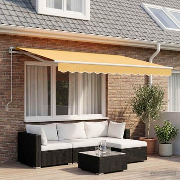 vidaXL Uitschuifbare luifel Zand 5 x 3 m Polyester en, Verzenden, Nieuw