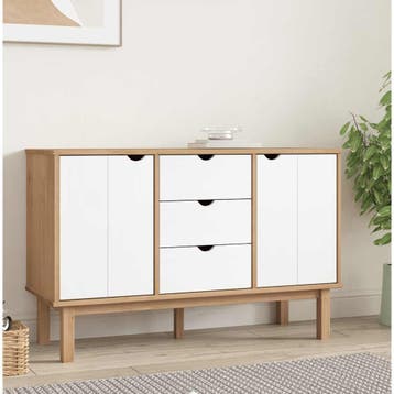 vidaXL Dressoir OTTA 113,5x43x73 cm massief grenenhout bruin, 100 tot 150 cm, Verzenden, Nieuw, Grenenhout