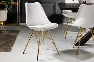 Design stoel SCANDINAVIA MEESTERSTUK witgouden poten - 41698, Huis en Inrichting, Ophalen of Verzenden, Nieuw