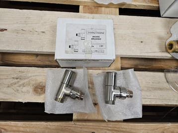 Set radiator ventielen brushed nickel / rvs, Ophalen of Verzenden, Nieuw, Rvs, Overige typen