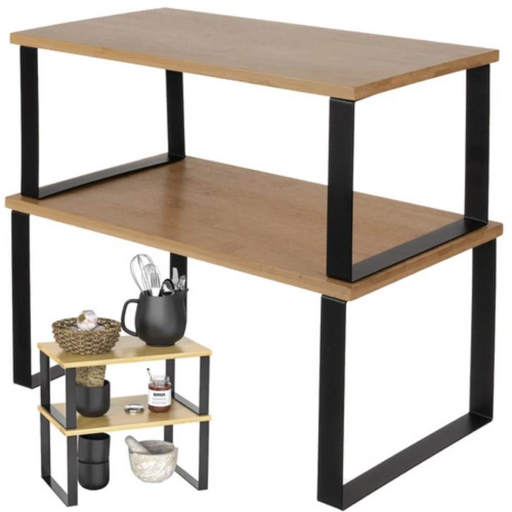 Ruhhy Bamboe Keukenrek – Set van 2 – Stapelbaar en Duurz, Huis en Inrichting, Keuken | Keukenbenodigdheden, Nieuw, Ophalen of Verzenden