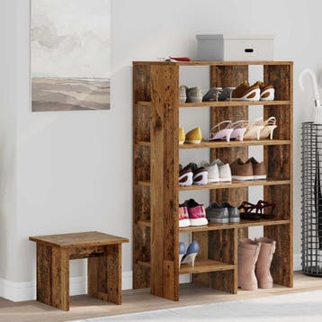 vidaXL Schoenenkast 2 st 62 x 35 x 100 cm Bewerkt hout Oud, Verzenden, Nieuw