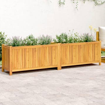 vidaXL Plantenbak met voering 199x38,5x50 cm massief, Tuin en Terras, Verzenden, Nieuw, Hout