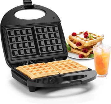 Wafelijzer - Wafelmaker - 2 Wafels - 750W - RVS - Aigostar, Verzenden, Zo goed als nieuw
