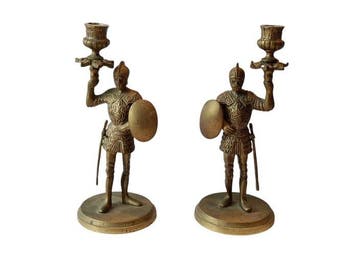 Kaarsenhouder - een paar bronzen beelden die middeleeuwse, Antiek en Kunst