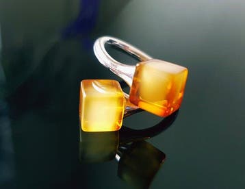 Unieke butterscotch natuurlijke Baltische amber ring -