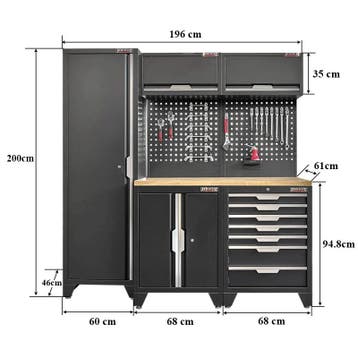 Gereedschapskasten set wandlengte 196 cm. tweedeurs kast,, Ophalen of Verzenden, Nieuw