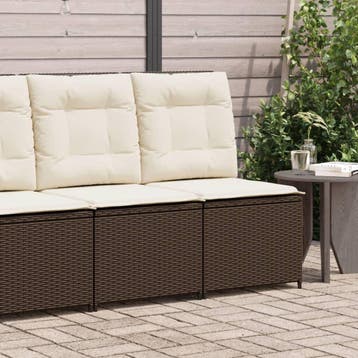 vidaXL Tuinbank verstelbaar met kussens poly rattan bruin, Verzenden, Nieuw
